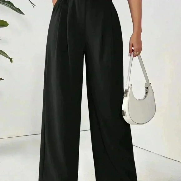 Black Casual Women's Solid Color Daily Basic Pants - Picture 6 of 6